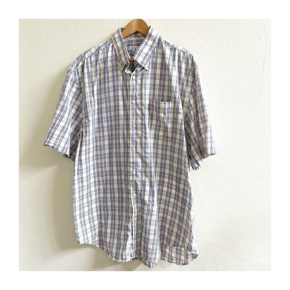 Peter Millar Men’s Button Down Collared Shirt Size XL Plaid Yellow Short Sleeve
